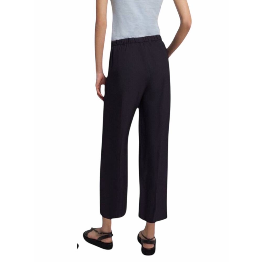 Theory Wide Leg Cropped Pants Washed Twill Navy Blue Size 00 - Picture 3 of 11